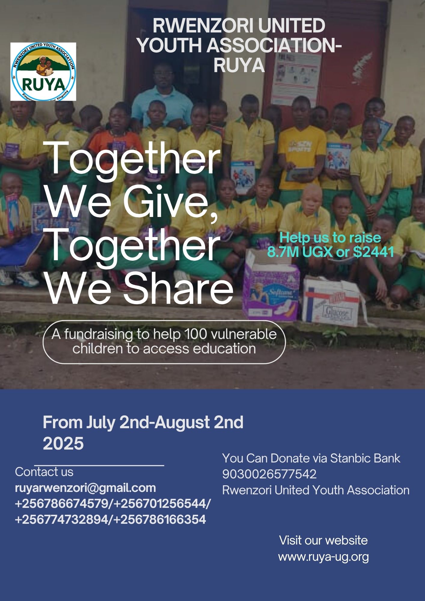 Enhancing Educational Access and Retention Donations and fundraising for Vulnerable Girls in the Rwenzori Region.